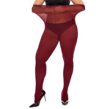 DUCMODA Plus Size Tights Soft Microfiber Wine Red