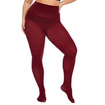 DUCMODA Plus Size Tights Soft Microfiber Wine Red
