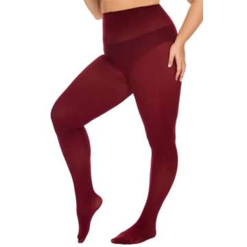 DUCMODA Plus Size Tights Soft Microfiber Wine Red