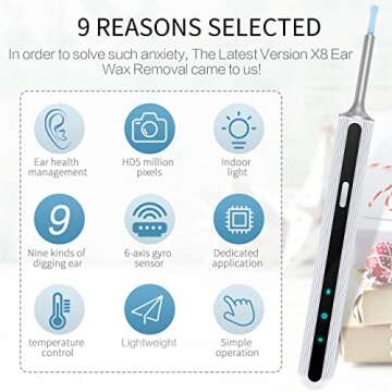 Ear Wax Removal Ear Wax Camera 1080P FHD Earwax Cleaner Wireless Ear Wax Removal Tool with 6 LED Light Compatile with iPhone,ipad, Android for Kids,Adults,Pets(New Version)