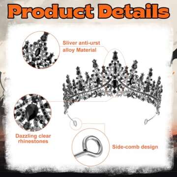 Croknit 4 Pcs Halloween White Swan Black Swan Costume Set Black Tiara Crown White Feather Hair Clip ...