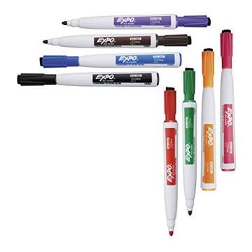 Expo Magnetic Dry Erase Markers with Eraser, Fine Tip, Assorted, 8 Count