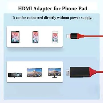 Apple MFi Certified Lightning to HDMI Adapter (Red; 6.6 Feet) for iPhone/iPad