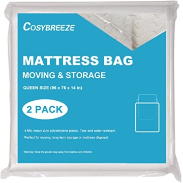 Queen Mattress Bags for Moving 2 Pack Bed Mattress Storage Bags 4 Mil Mattress Cover for Moving - Su...