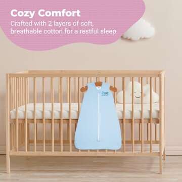 Baby Merlin's Magic Dreamsack - 100% Cotton Wearable Blanket Sleep Sack - Winter Baby Sleep Sack for 6-12 Months Babies - Promotes Restful Sleep and Liberty of Movement - Blue