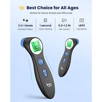 Forehead Thermometer for Adults and Kids, Digital Touchless Thermometer for Baby, Infants and Toddle...