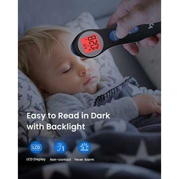 Forehead Thermometer for Adults and Kids, Digital Touchless Thermometer for Baby, Infants and Toddlers, 3 Color Fever Alarm, FSA HSA Eligible,1s Fast Accurate Reading, Non Contact
