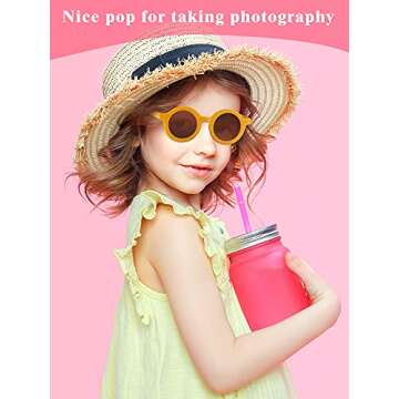 Frienda 16 Pairs Kids Sunglasses Cute Round Sunglasses Toddler Glasses for Kids Boys Girls Beach Outdoor Sports, Age 3-8(Classic Colors)