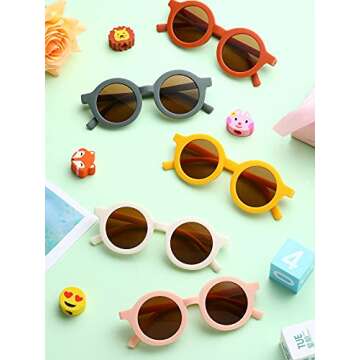 Frienda 16 Pairs Kids Sunglasses Cute Round Sunglasses Toddler Glasses for Kids Boys Girls Beach Outdoor Sports, Age 3-8(Classic Colors)