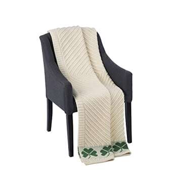 SAOL Shamrock Aran Throw Irish Blanket 100% Merino Wool 45''x 68'' (114 x 173 cm)