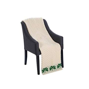 SAOL Shamrock Aran Throw Irish Blanket 100% Merino Wool 45''x 68'' (114 x 173 cm)