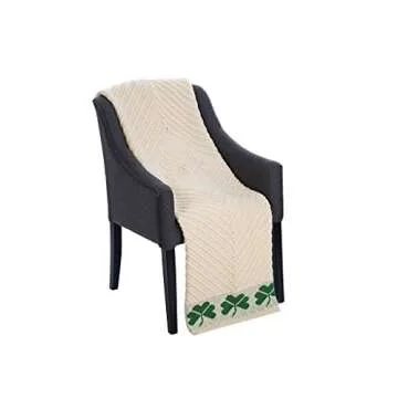 SAOL Shamrock Aran Throw Irish Blanket 100% Merino Wool 45''x 68'' (114 x 173 cm)
