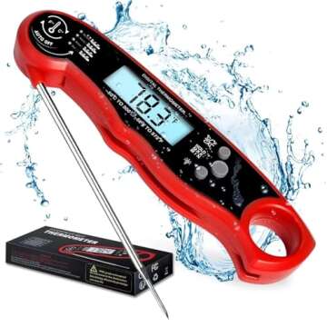 Meat Thermometer Digital for Cooking and Grilling, Collapsible Probe, with Magnet, Calibration, Back...