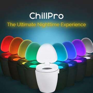 Multi-Color Motion Sensor LED Toilet Night Light - Light Detection Sensor- Cool New Fun Gadget for Him, Her, Men, Women or Birthday Kid - Funny Unique Gift Idea - Best Gag Christmas Present (16 Color)