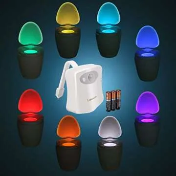 Multi-Color Motion Sensor LED Toilet Night Light - Light Detection Sensor- Cool New Fun Gadget for Him, Her, Men, Women or Birthday Kid - Funny Unique Gift Idea - Best Gag Christmas Present (16 Color)