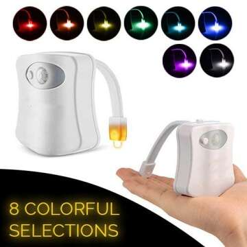Multi-Color Motion Sensor LED Toilet Night Light - Light Detection Sensor- Cool New Fun Gadget for Him, Her, Men, Women or Birthday Kid - Funny Unique Gift Idea - Best Gag Christmas Present (16 Color)