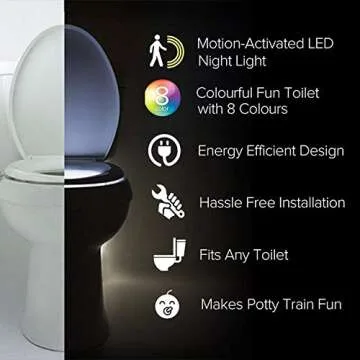 Multi-Color Motion Sensor LED Toilet Night Light - Light Detection Sensor- Cool New Fun Gadget for Him, Her, Men, Women or Birthday Kid - Funny Unique Gift Idea - Best Gag Christmas Present (16 Color)