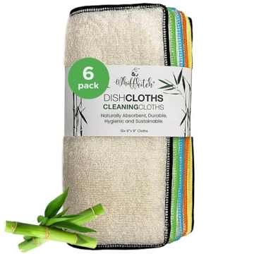 Whiffkitch Dishcloths & Dish Towels - Reusable, Hygienic, Quick-Drying Cleaning Cloths, 6 Pack