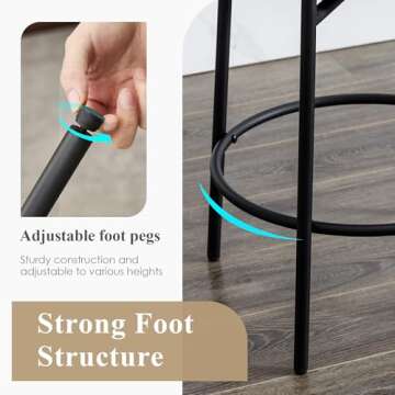 JIRAIN Modern Backless Bar Stools Set of 2, 27’’ Boucle Swivel Barstools with Round Padded Seat, Counter Stools with Metal Legs, Counter Height Stools for Kitchen Island, Black