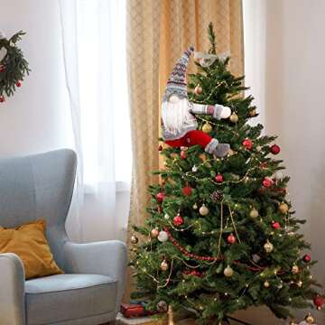 Sggvecsy Christmas Tree Topper Gnome Hand Made Christmas Gnome Decoration Funny Christmas Tree Toppe...