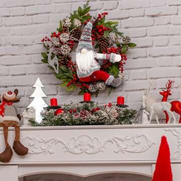 Sggvecsy Christmas Tree Topper Gnome Hand Made Christmas Gnome Decoration Funny Christmas Tree Topper Christmas Plush Gnome Ornaments Also be Used as Curtain Tie for Home Decor (Grey)