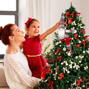Sggvecsy Christmas Tree Topper Gnome Hand Made Christmas Gnome Decoration Funny Christmas Tree Topper Christmas Plush Gnome Ornaments Also be Used as Curtain Tie for Home Decor (Grey)