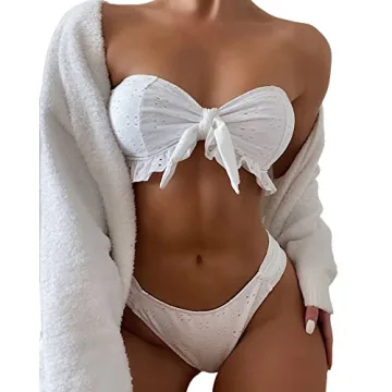 Stylish Floerns Women's 2 Piece Ruffle Hem Bikini Set