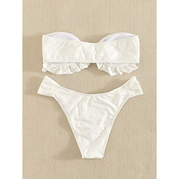 Stylish Floerns Women's 2 Piece Ruffle Hem Bikini Set