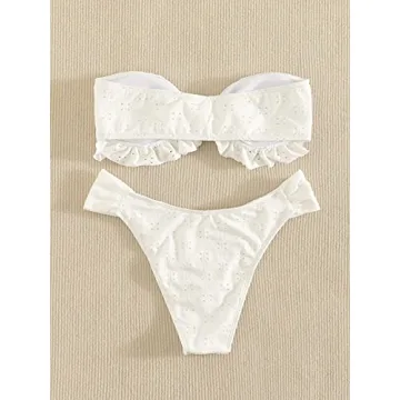 Stylish Floerns Women's 2 Piece Ruffle Hem Bikini Set