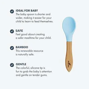 Avanchy Baby Spoons Bamboo Silicone Set for Smart Feeding