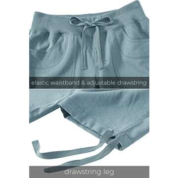 MoFiz Womens Capris with Pockets Loose Fit Casual Capri Pants Dressy Lightweight Ladies Baggy Cargo Pants for Hiking Grey Blue