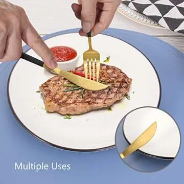 VANVRO Matte Black Gold Silverware Set, 20-Piece Stainless Steel Flatware Set, Satin Finish tableware Cutlery Set, Service for 4, Home and Restaurant, Dishwasher Safe