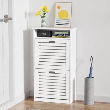 TENNTOU Narrow Shoe Cabinet with 2 Flip Drawers