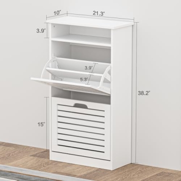 TENNTOU Narrow Shoe Cabinet with 2 Flip Drawers