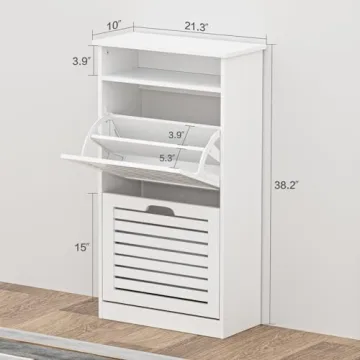 TENNTOU Narrow Shoe Cabinet with 2 Flip Drawers