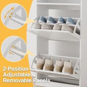 TENNTOU Narrow Shoe Cabinet with 2 Flip Drawers