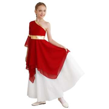 JEATHA Kids Girls Lyrical Dance Dress Overlay Robe Long Gown Church Worship Praise Liturgical Costum...