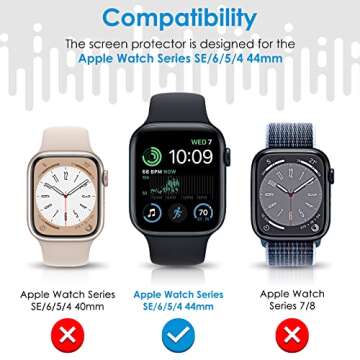 UniqueMe 6 Pack for Apple Watch Screen Protector 44mm, Apple Watch SE Series 6/5/4 Screen Protector ...