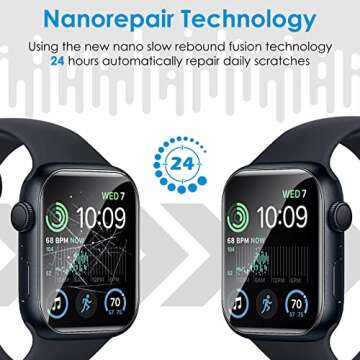 UniqueMe 6 Pack for Apple Watch Screen Protector 44mm, Apple Watch SE Series 6/5/4 Screen Protector [Upgrade Flexible Film] Anti-Scratch [Non-Bubbles] Soft HD TPU Clear Film for iWatch 44mm