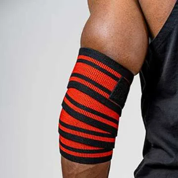Iron Bull Strength Elbow Wraps for Weightlifting - PRO Line - Workout Elbow Straps for Weight Lifting, Bench Press, Powerlifting, Fitness and Gym - Medium Stiffness for Men (40", Red/Black)