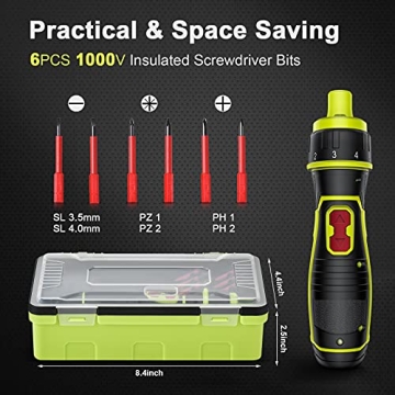 Insulated Electric Screwdriver Set with Rechargeable Battery