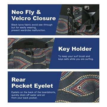 SURF CUZ Men's Board Short Beach Short 4-Way Stretch Swim Short（4 Way Stretch - Wave，34）