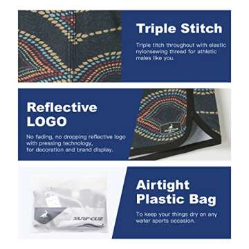 SURF CUZ Men's Board Short Beach Short 4-Way Stretch Swim Short（4 Way Stretch - Wave，34）