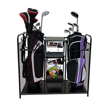 JEF WORLD OF GOLF Golf, Gifts, & Gallery 457 Metal Golf Bag Organizer, Black Double