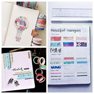 Cute Washi Tape Set with 3 sizes | 15mm 8mm and 3mm Wide Skinny and Thin | Decorative Holiday Craft Tape | Colorful Tape | Floral Japanese Pastel Seasonal Art | Bujo Supplies | Scrapbook Tape 21 Rolls