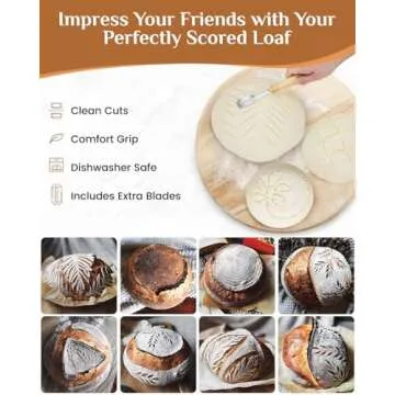 PITCH PULSE Bread Proofing Basket Set, 9 Inch Round + 10 Inch Oval Banneton Bowl, Sourdough Bread Making Tools Kit with Dough Whisk, Dough Scraper, Bread Lame and Blades