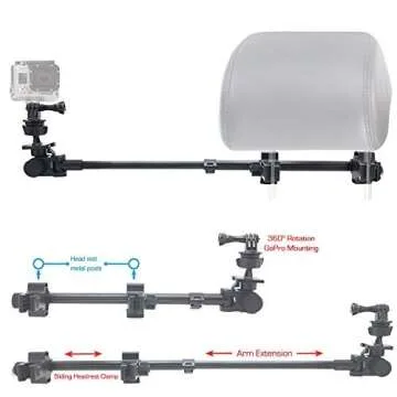 ChargerCity Dual Post Telescopic Headrest Mount for GoPro Hero & Action Cameras
