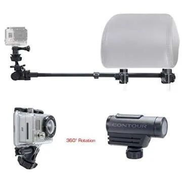ChargerCity Dual Post Telescopic Headrest Mount for GoPro Hero & Action Cameras