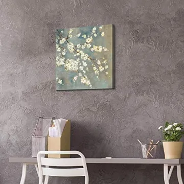 UTOP-art Cherry Blossom Canvas White Flowers Art