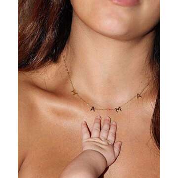RWQIAN Gold Mama Necklace for Women Momma Mommy Mama Pendant Necklace Gifts for New Mom,Mom To Be Ne...